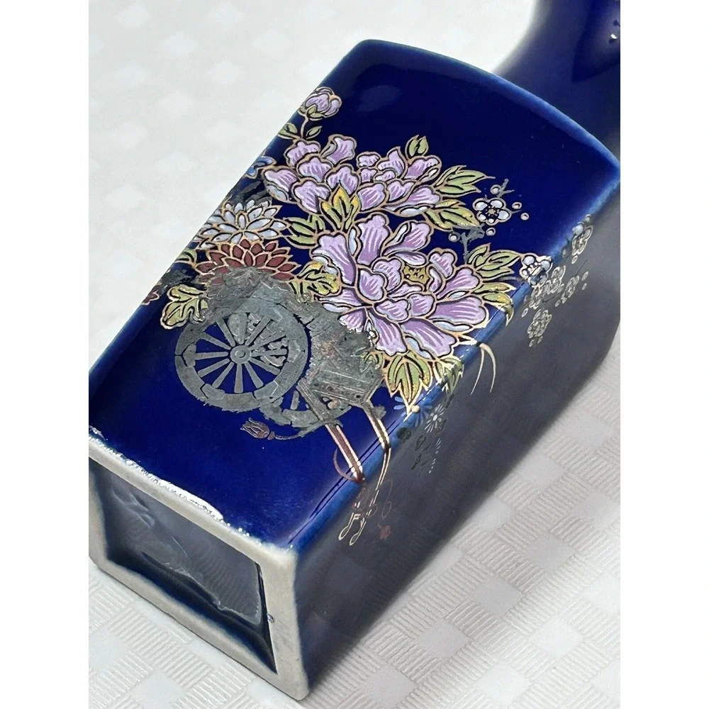 Vintage Small Kutani Style Miniature Cobalt Blue Bud Vase‎ 3.5